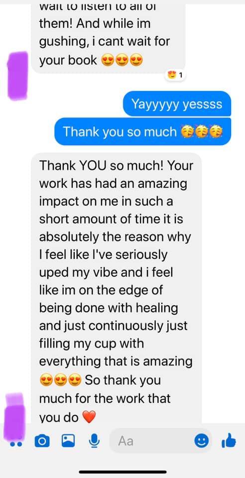 Message with testimonial of working with Brittney Taylor